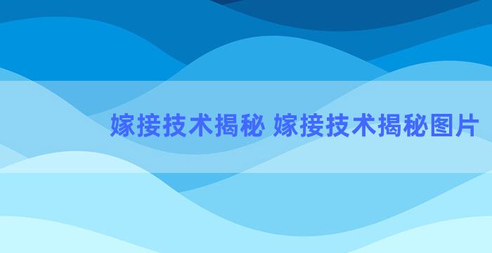 嫁接技术揭秘 嫁接技术揭秘图片